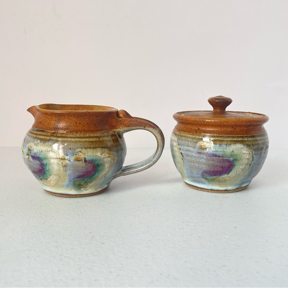 Martha Ungate signed Pottery cream and sugar bowls - Picture 2 of 4